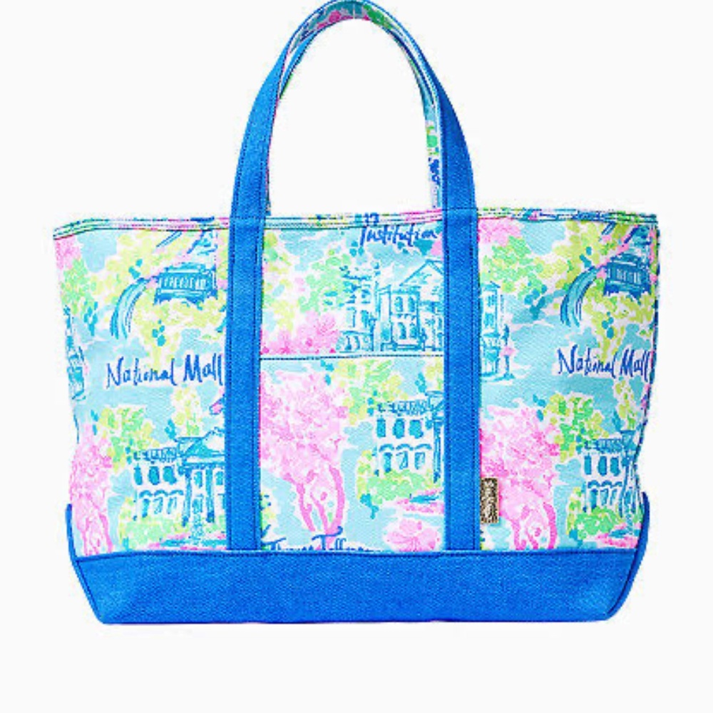 Lilly Pulitzer Mercato Tote "Lilly Loves DC" - NWT - Picture 5 of 11